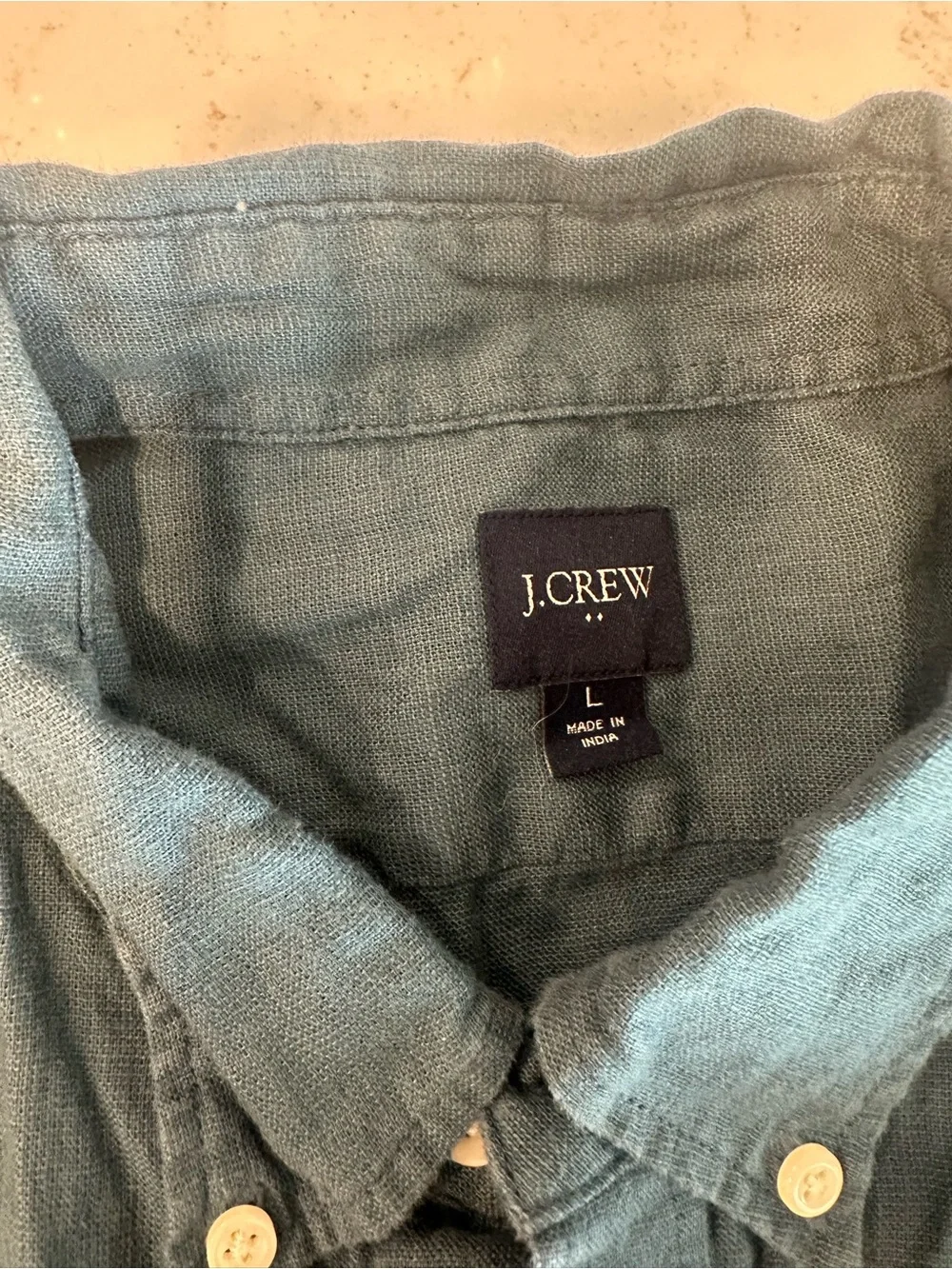 J. Crew Men's Button-Down Linen Shirt in Teal